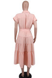 Women Casual Summer Short Sleeve Shirt Dress