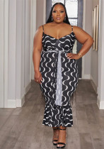 Autumn Plus Size Women's Fashion Strap Slim Print Dress Autumn Plus Size Women's Fashion Strap Slim Print Dress