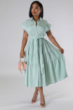 Women Casual Summer Short Sleeve Shirt Dress
