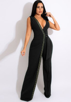 Spring Fashion Deep V Slim Jumpsuit With Belt