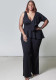 Women's Ruffled Patchwork Wide-Leg Casual Plus Size Jumpsuit