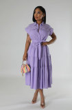 Women Casual Summer Short Sleeve Shirt Dress