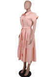 Women Casual Summer Short Sleeve Shirt Dress
