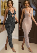 Fashion Women's Clothing V-Neck Beaded Sleeveless Long Dress Fashion Women's Clothing V-Neck Beaded Sleeveless Long Dress