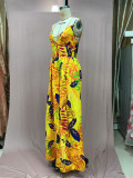 Women leaf bohemian suspender strapless dress