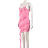 Women sexy suspender ruffle dress