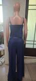 Summer Sexy Hollow Lace-Up Top Wide-Leg Pants Casual Two Piece Set