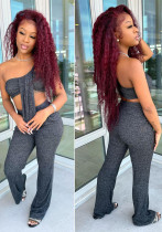 Women sexy irregular Top and Pants two-piece set