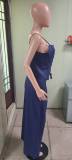 Summer Sexy Hollow Lace-Up Top Wide-Leg Pants Casual Two Piece Set