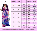 Women Flower Tie-dye Sexy V-neck Half-Sleeve Maxi Dress