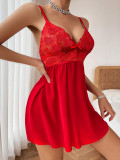 Women Red Lace Sexy Lingerie Dress