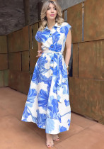 Women Sleeveless Button Lace Dress