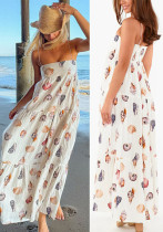 Women Suspender Print Loose Holidays Dress