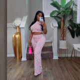 Women's Summer Sleeveless Printed Tank Top Wide-Leg Trousers Two-Piece Set
