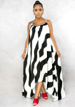 Sexy Women's Irregular Print Strap Loose Dress Sexy Women's Irregular Print Strap Loose Dress