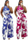 Fashion Women's Sleeveless Pocket Printed Two Piece Pants Set