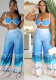 Sexy Strap Bra Top Print Trousers Two-Piece Nightclub Clothes