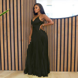 Women's Sexy Solid Color Strap Pleated Party Dress