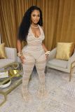 Women solidlace hollow sexy Jumpsuit