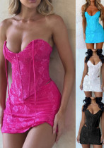 Women sexy irregular Halter Neck Top and Skirt two-piece set Women sexy irregular Halter Neck Top and Skirt two-piece set