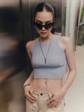 Women Ribbed Knitting Summer Solid Basics Tank Top