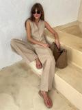 Women Casual Single-Breasted Vest + Pants Two-Piece Set