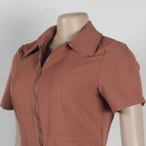 Women Sexy Summer Zipper Pocket Jumpsuit