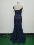 Women gift-ordered sequined mesh evening dress