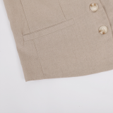 Women Casual Single-Breasted Vest + Pants Two-Piece Set