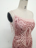 Women gift-ordered sequined mesh evening dress