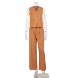Women Casual Single-Breasted Vest + Pants Two-Piece Set