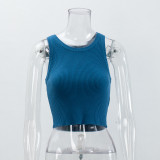 Women Ribbed Knitting Summer Solid Basics Tank Top
