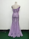 Women gift-ordered sequined mesh evening dress