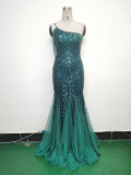 Women gift-ordered sequined mesh evening dress