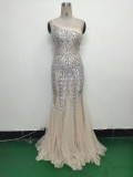 Women gift-ordered sequined mesh evening dress
