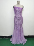 Women gift-ordered sequined mesh evening dress