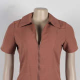 Women Sexy Summer Zipper Pocket Jumpsuit