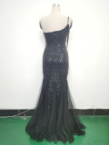 Women gift-ordered sequined mesh evening dress