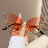 Butterfly Shape Diamond Frameless Women Fashion Sunglasses