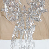 Sequin See-Through tassel sexy slim sleeveless Bodycon club dress