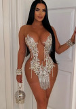 Sequin See-Through tassel sexy slim sleeveless Bodycon club dress
