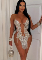 Sequin See-Through tassel sexy slim sleeveless Bodycon club dress Sequin See-Through tassel sexy slim sleeveless Bodycon club dress