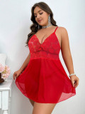 Plus Size Women Red Lace Dress Sexy Lingerie