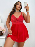 Plus Size Women Red Lace Dress Sexy Lingerie