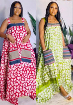 Strap Multi-Color Print Loose Maxi Dress