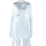 Women Solid Sexy V Neck Backless Lace-up Dress
