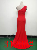Women Elegant Satin Slit Formal Party Evening Dress