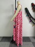 Strap Multi-Color Print Loose Maxi Dress