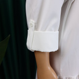 Women's Turndown Collar Solid Color Fashion Loose Casual Button Irregular Shirt Dress