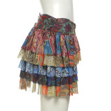 Summer Fashion Women's Sexy High Waist Boho Print Mini Skirt